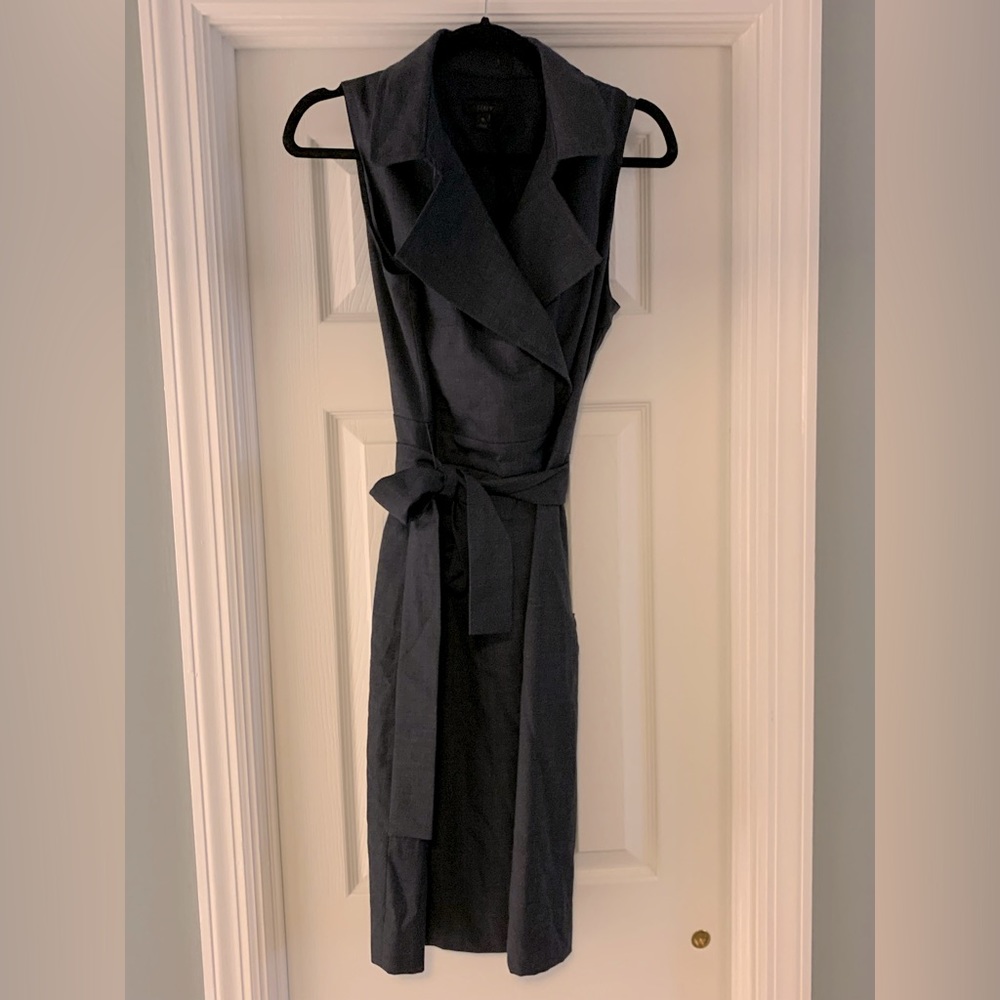 J. Crew lightweight wool collared dress in dark blue